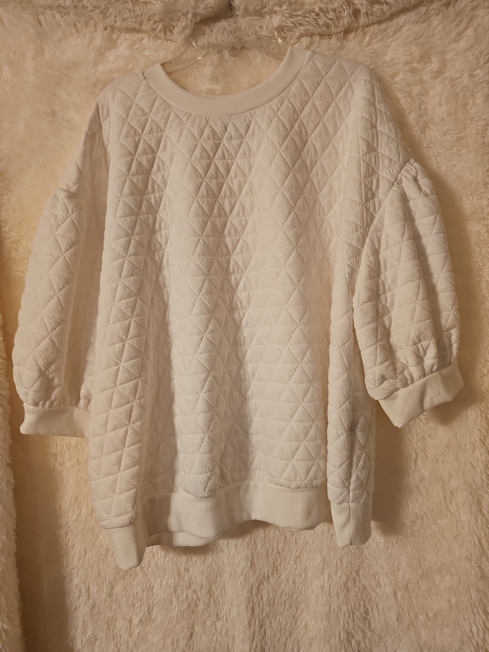 A New Day For Target Quilted White Puff-Sleeve Sweatshirt